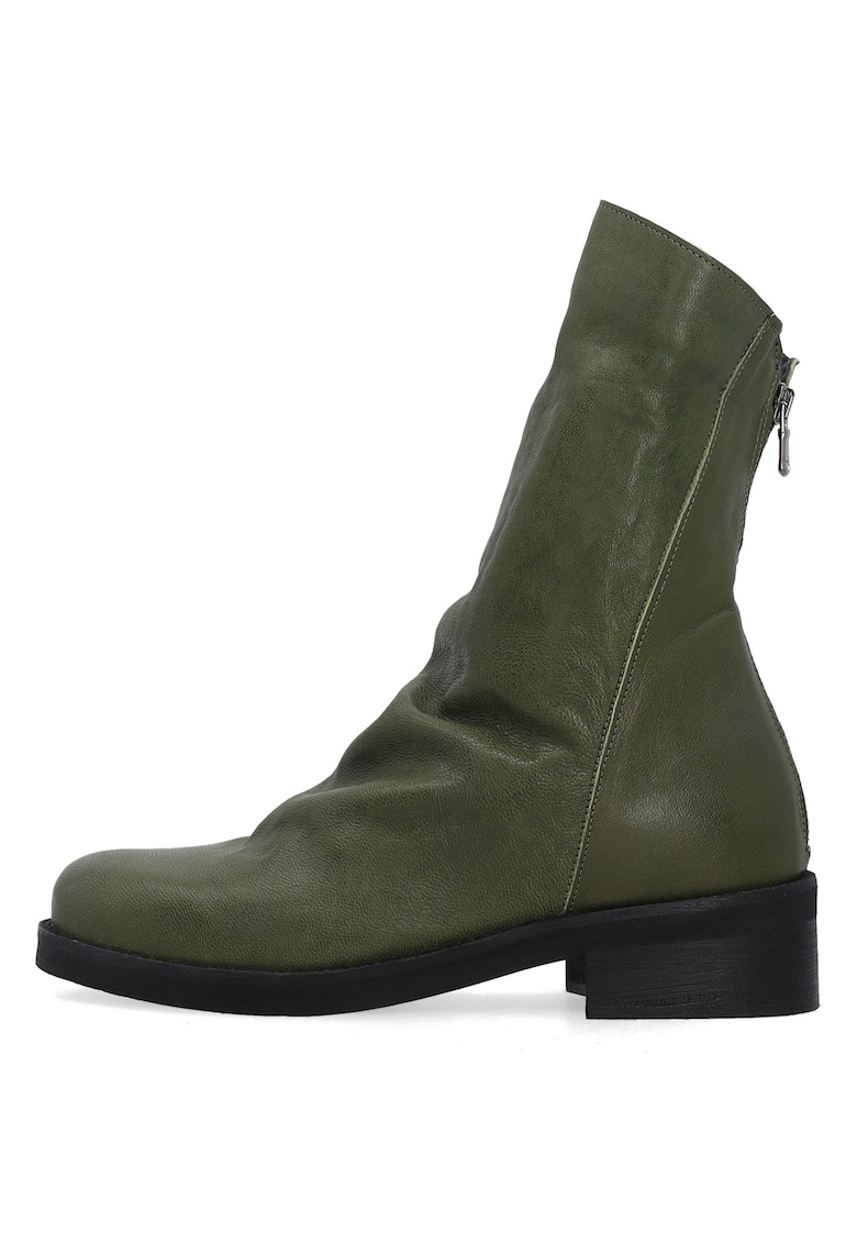 Botine din piele cu fermoar la spate