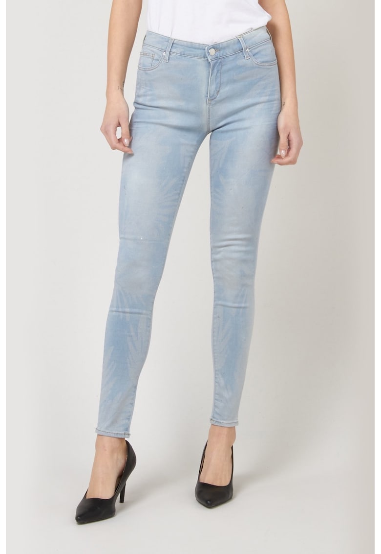 Blugi Dama - Albastru Deschis - Denim - Imprimeu Floral 2373 - Albastru deschis