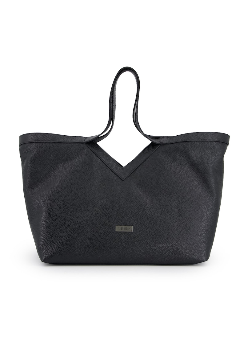 Geanta shopper din piele cu model uni