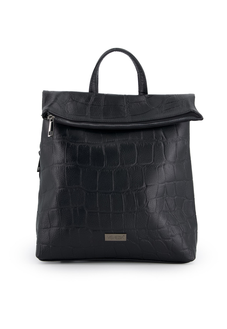Rucsac din piele naturala cu aspect de piele de crocodil
