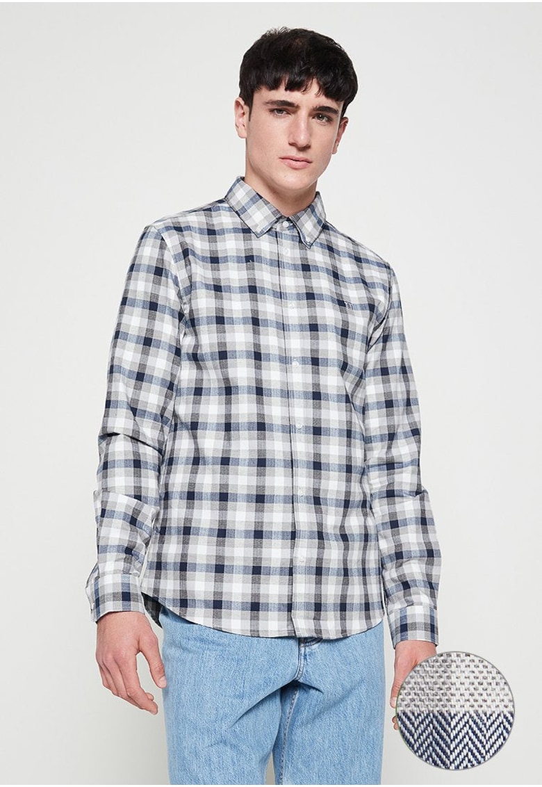 Camasa Barbati - Bumbac - In Carouri - Regular Fit 2018 - Albastru