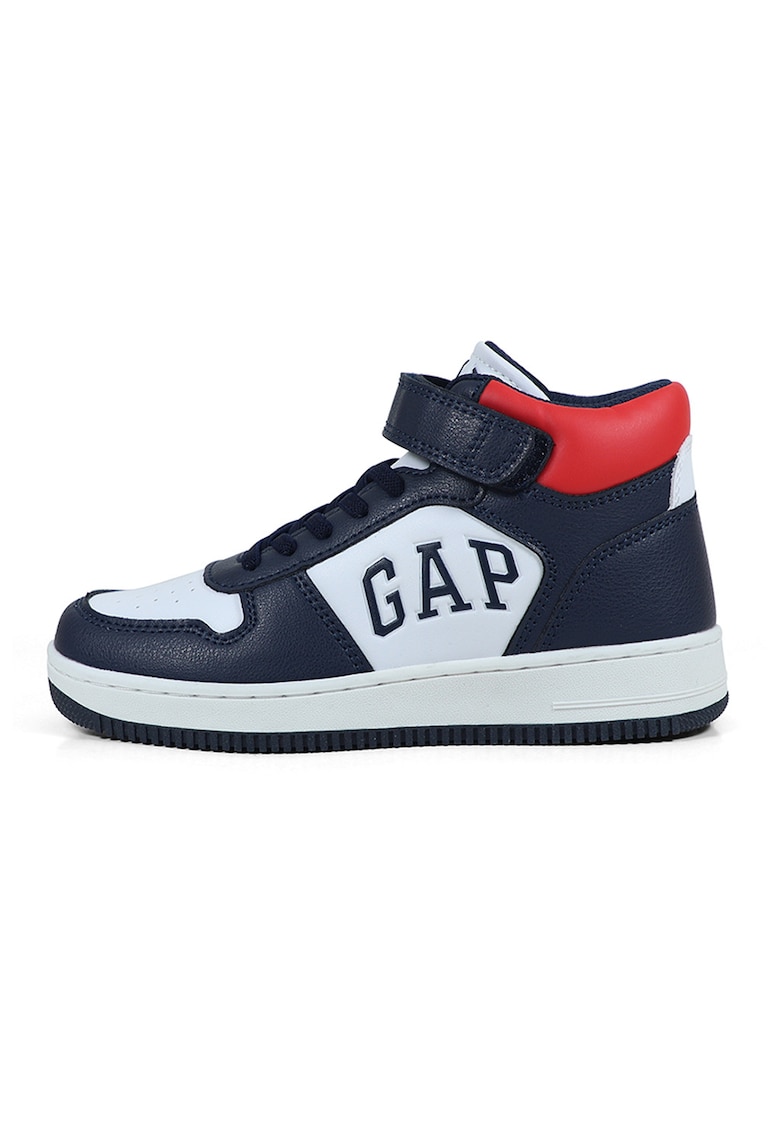 Pantofi sport mid-high din piele ecologica - Rosu/Alb/Bleumarin