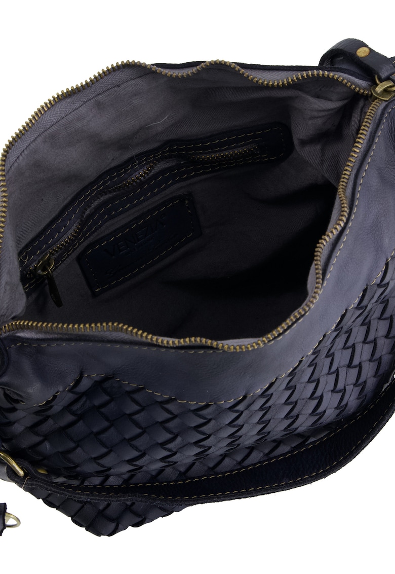 Geanta de umar din piele cu aspect impletit