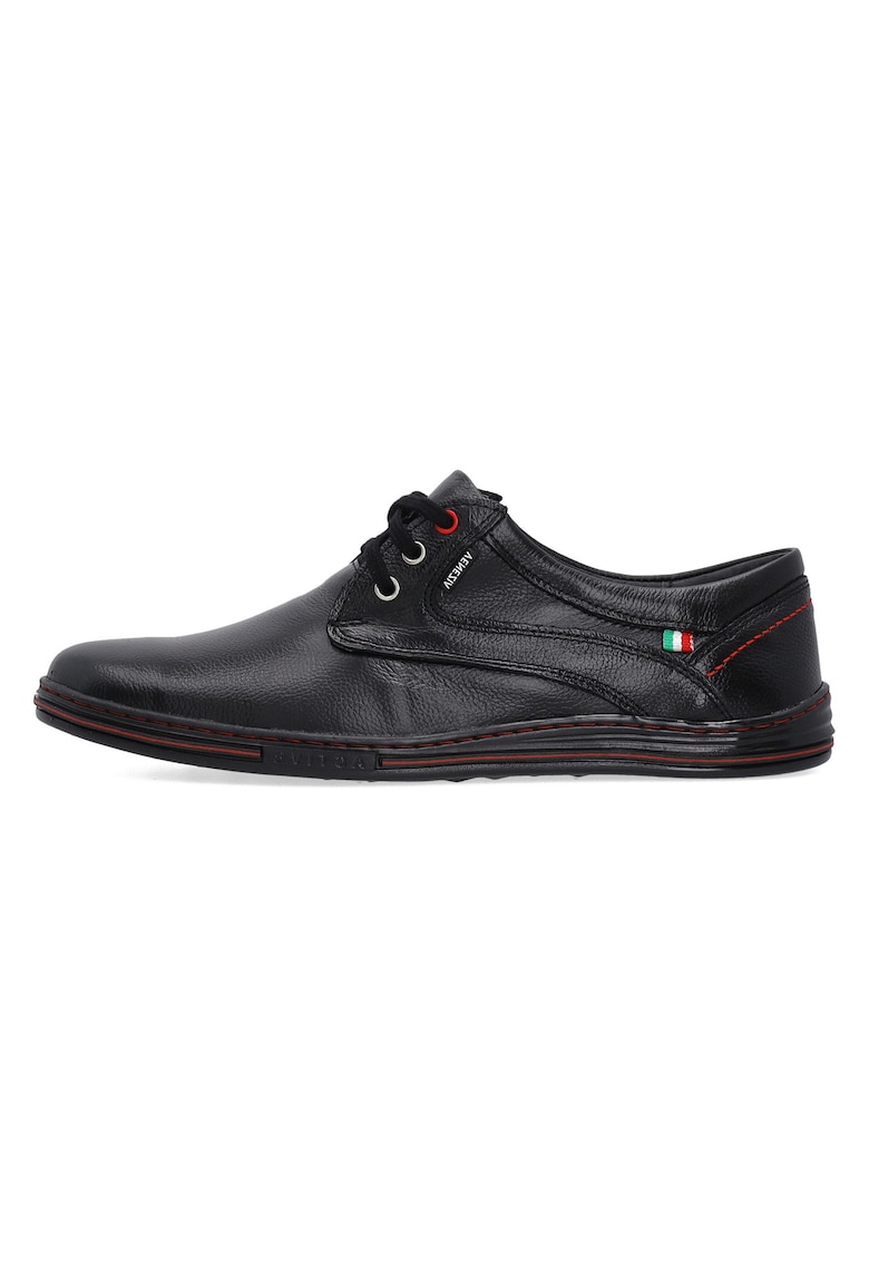Pantofi din piele cu varf rotund