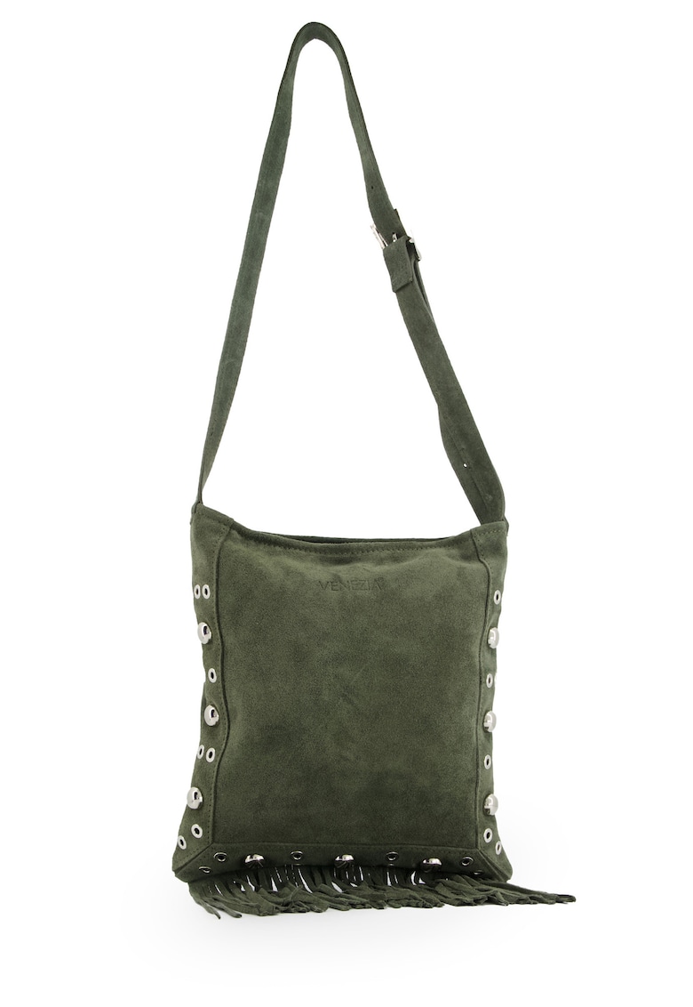 Geanta de umar din piele intoarsa cu franjuri