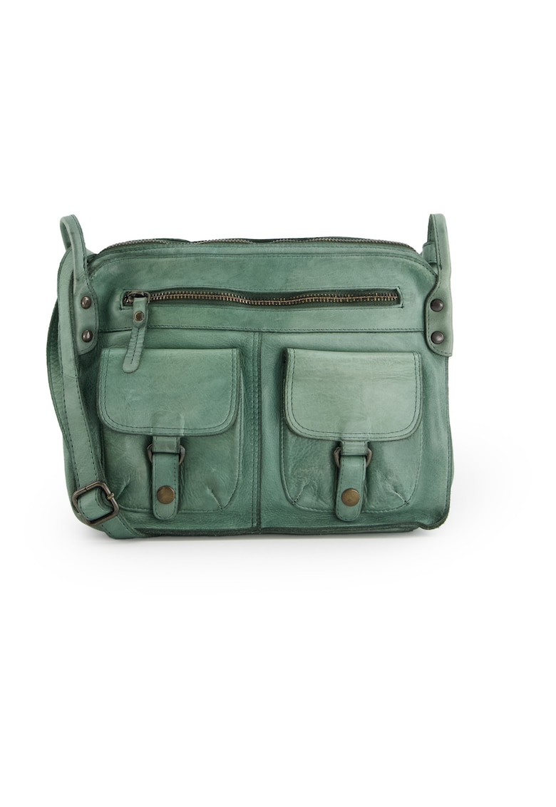 Geanta de umar din piele naturala si buzunare exterioare