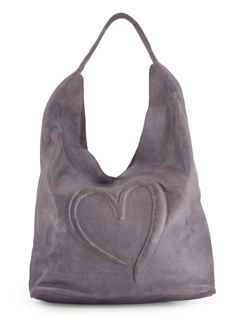 Geanta hobo din piele cu detaliu in forma de inima
