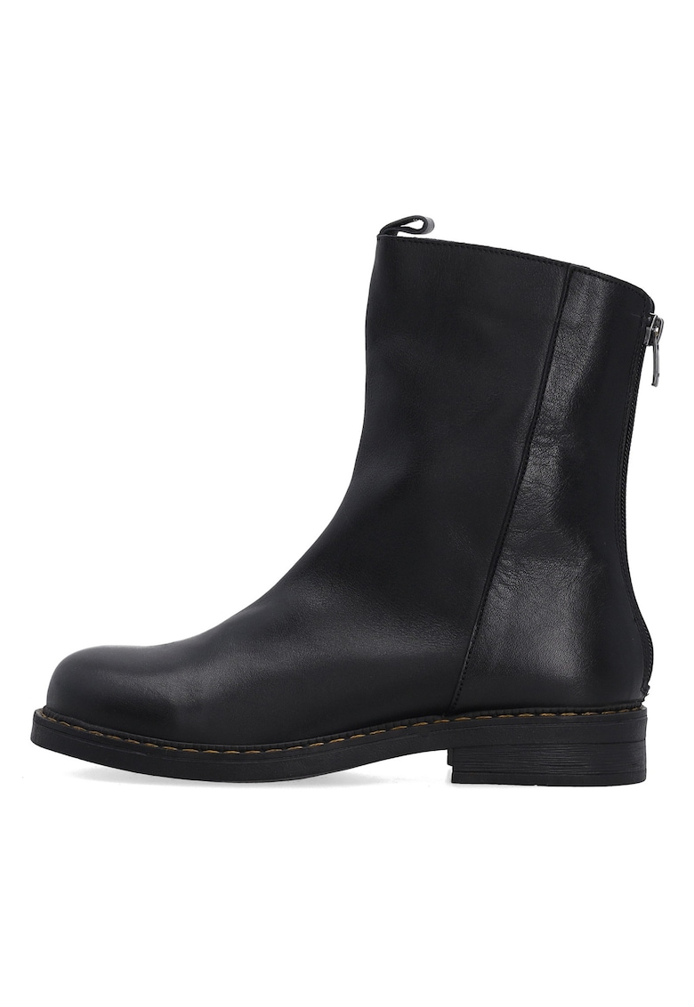 Botine negre din piele neteda cu fermoar