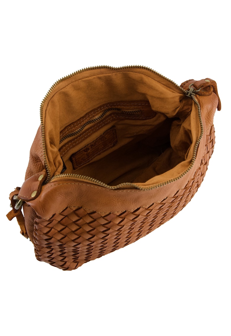 Geanta de umar din piele naturala cu design impletit