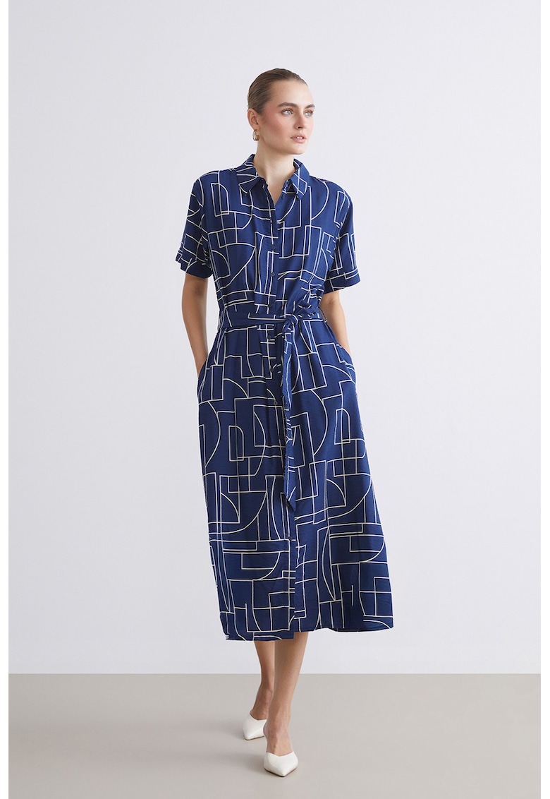 Rochie-camasa midi cu buzunare laterale