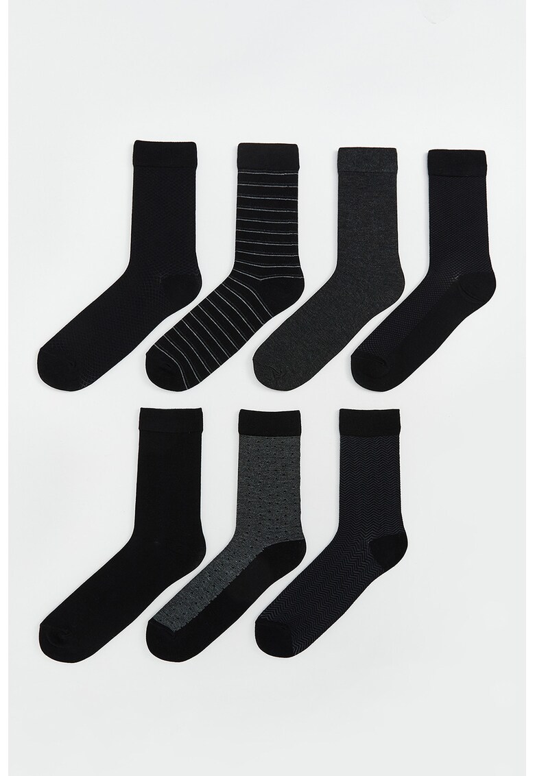 Set de sosete lungi - 7 perechi - Negru/Albastru inchis/Gri inchis