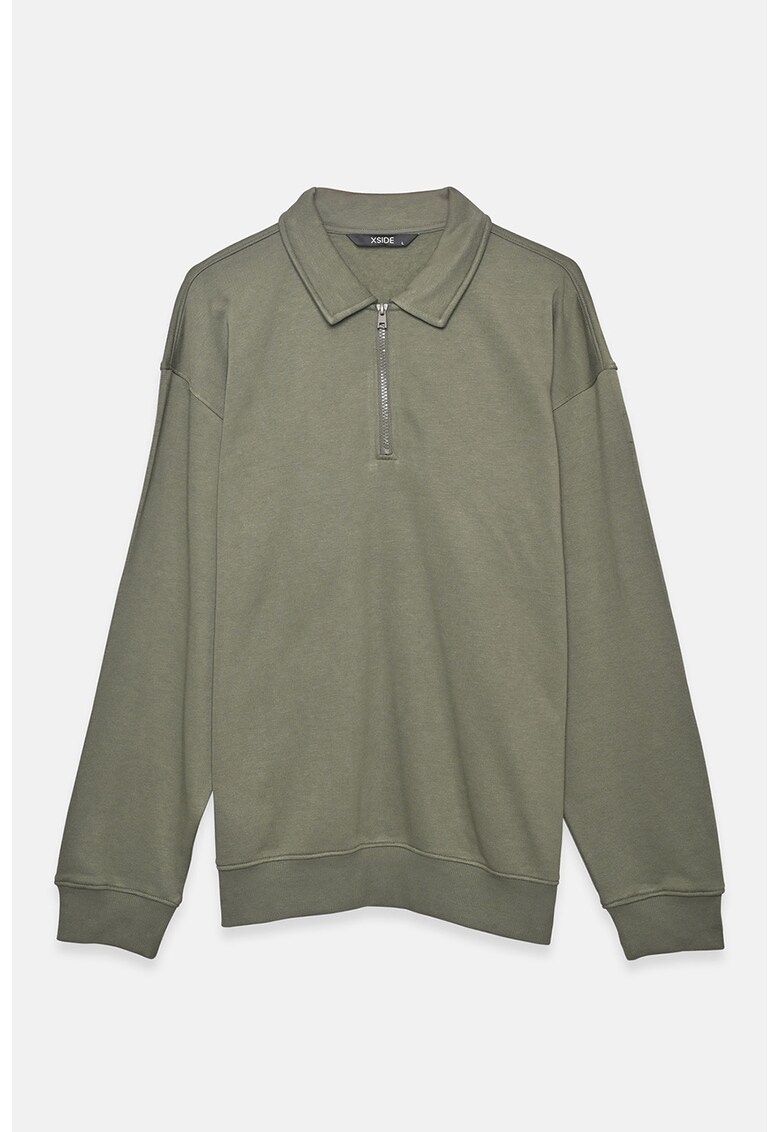 Bluza de trening polo cu croiala lejera - Gri cenusiu