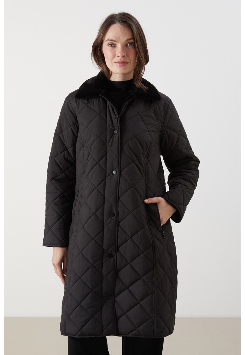 Geaca midi matlasata - Negru