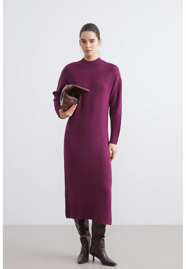 Rochie-pulover cu slit - Violet