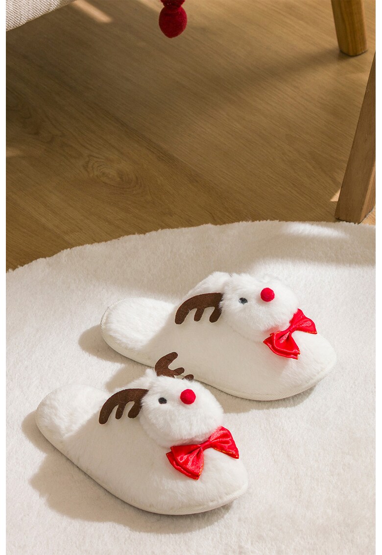 Papuci din material textil - Alb