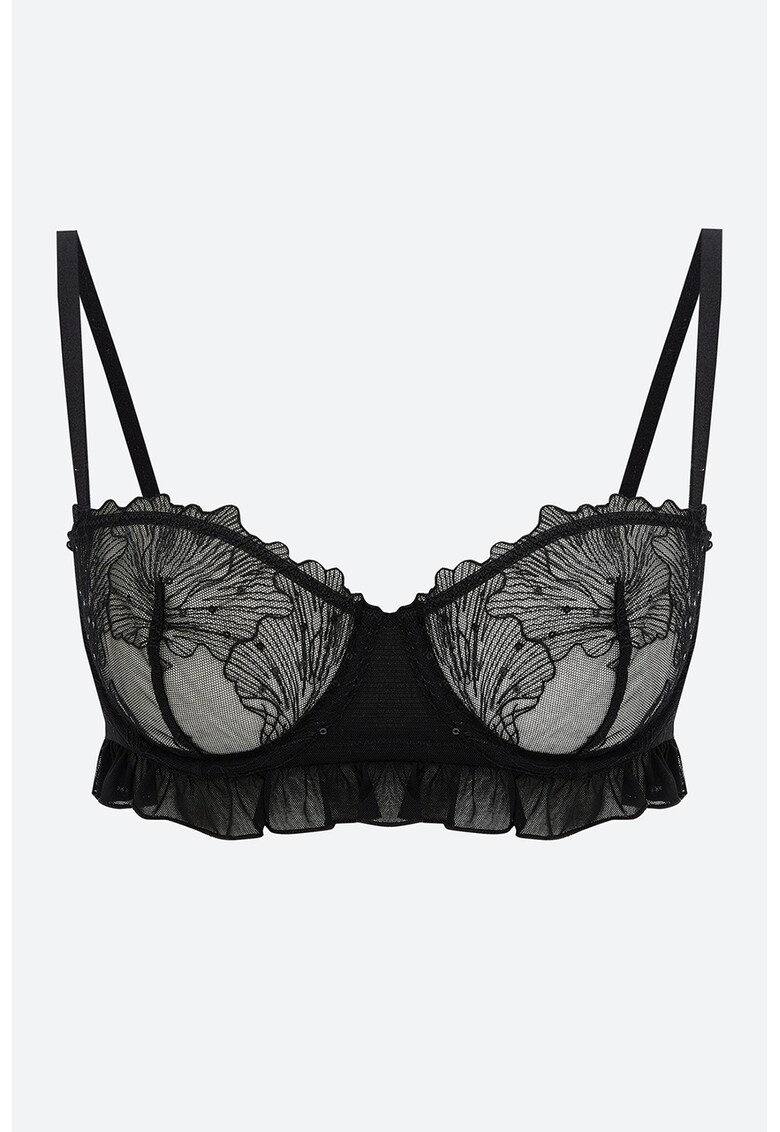 Sutien balconette din dantela - Negru
