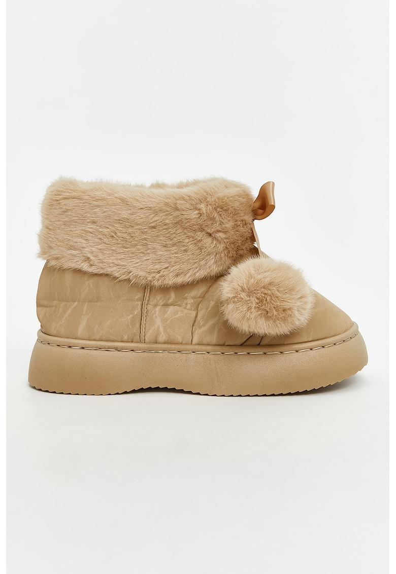 Ghete cu blana sintetica - Maro taupe