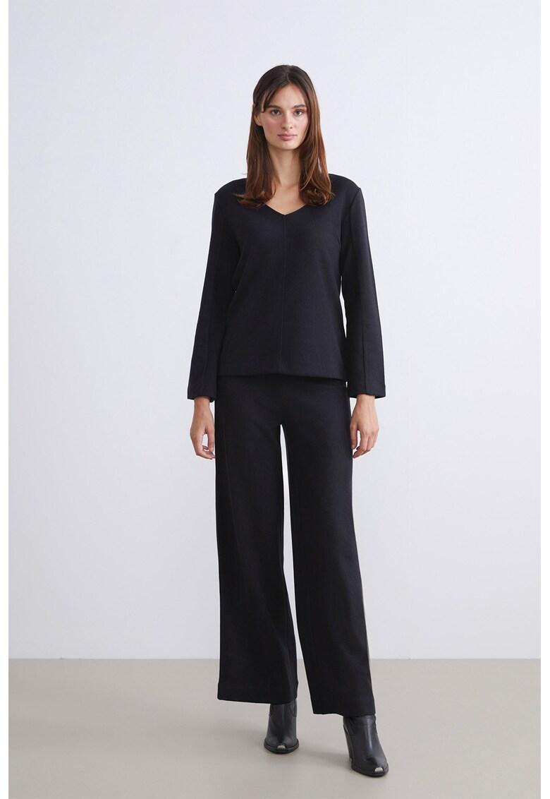 Pantaloni ampli cu talie inalta - Negru