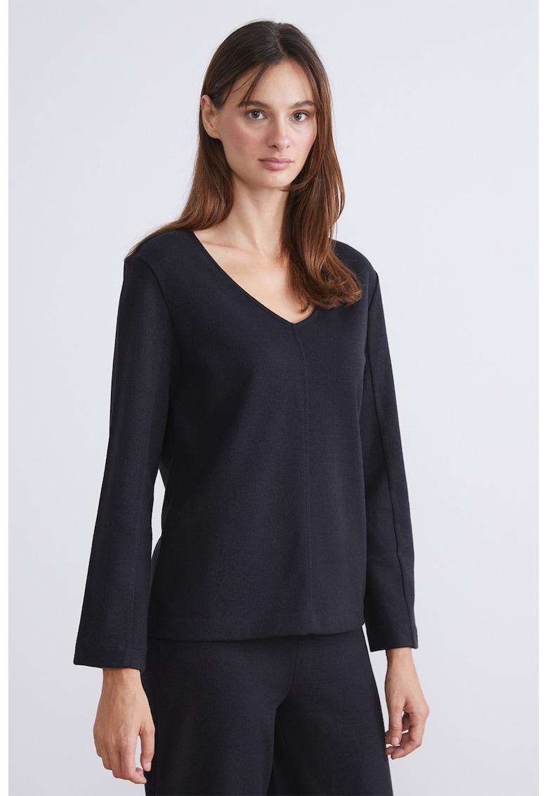 Bluza uni cu decolteu in V - Negru