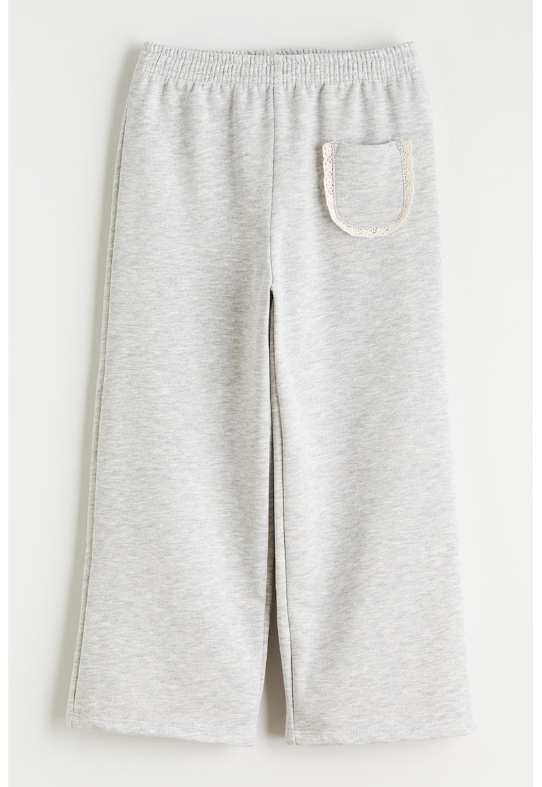 Pantaloni uni de trening cu talie elastica - Gri deschis melange