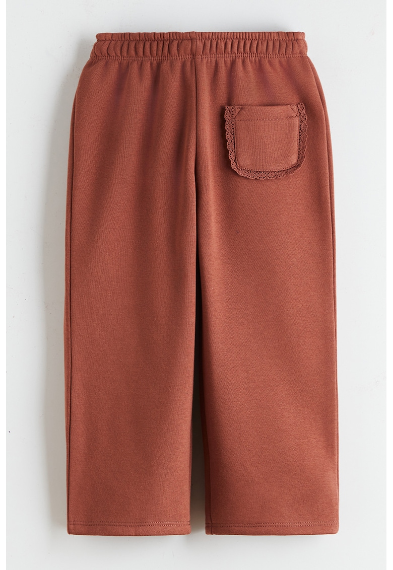 Pantaloni uni de trening cu talie elastica - Maro deschis