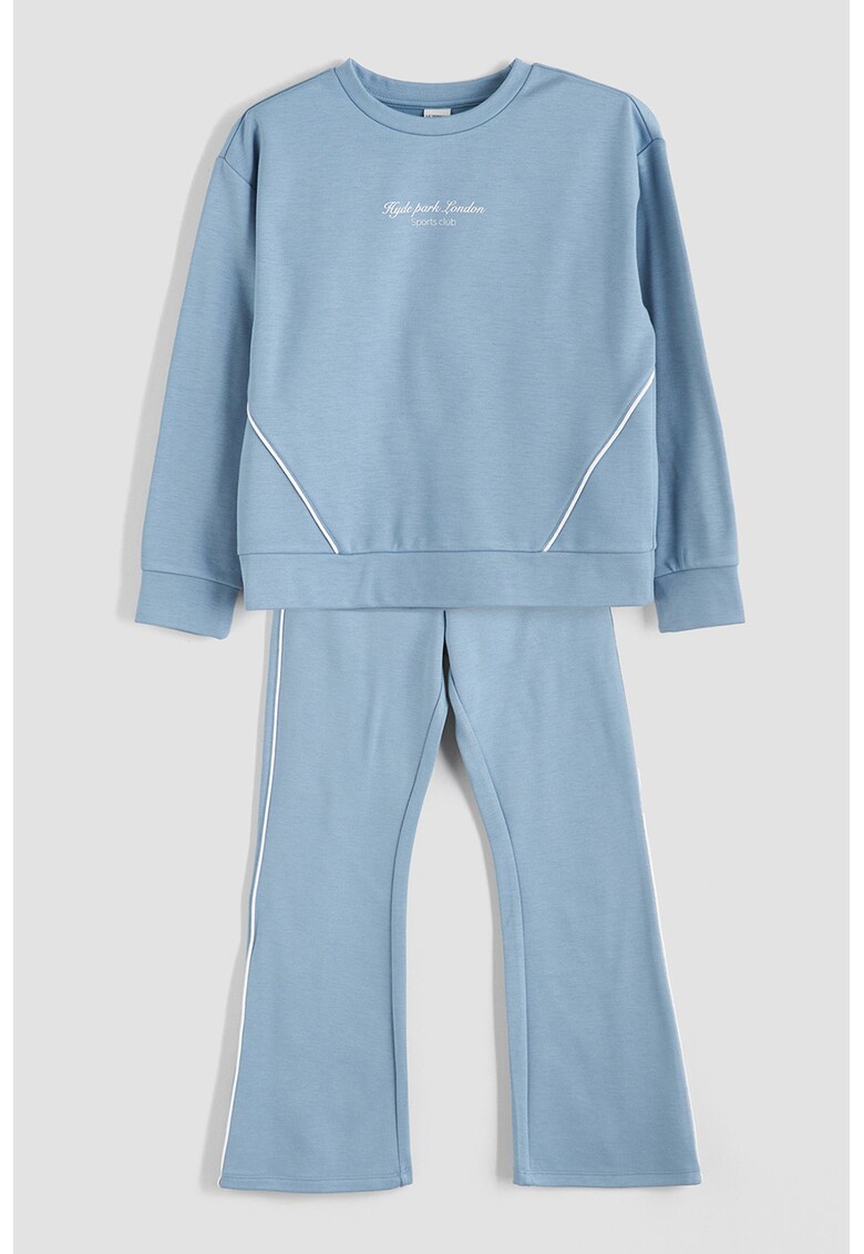 Trening cu decolteu la baza gatului si pantaloni evazati - Albastru azur