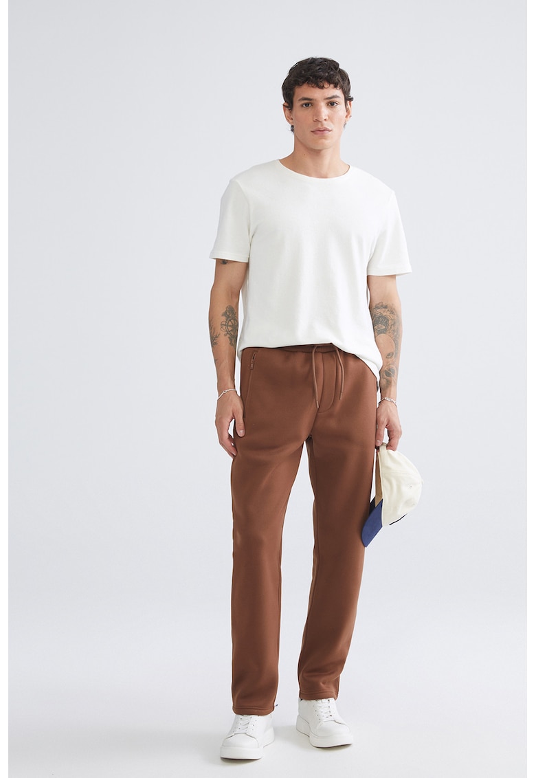 Pantaloni regular fit de trening cu snur - Maro deschis