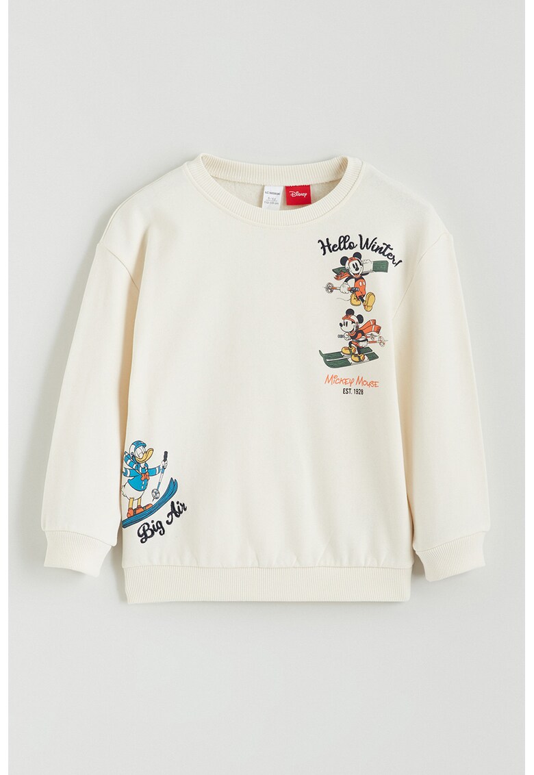 Set de bluza de trening cu imprimeu si pantaloni de trening cu snur - 2 piese - Alb fildes/Verde deschis