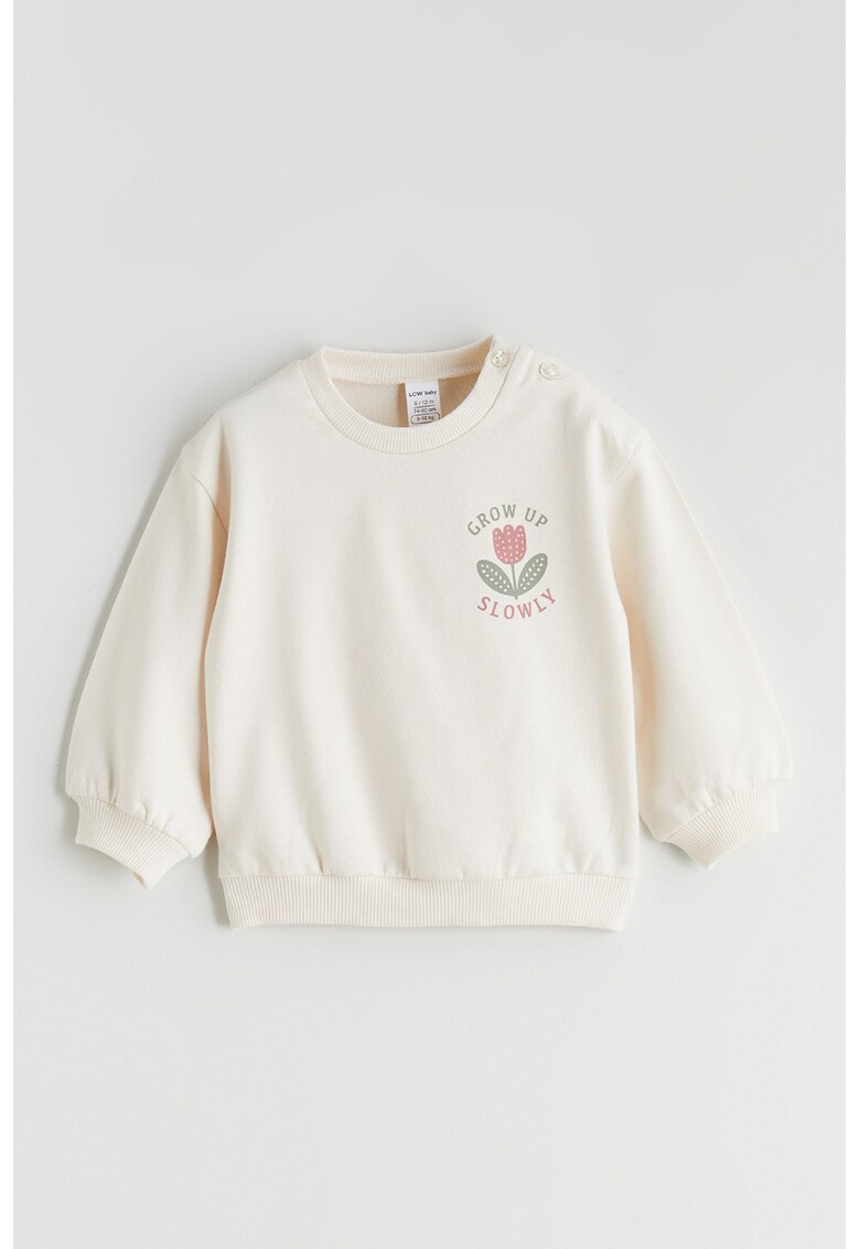 Bluza de trening din bumbac cu decolteu la baza gatului - Bej deschis