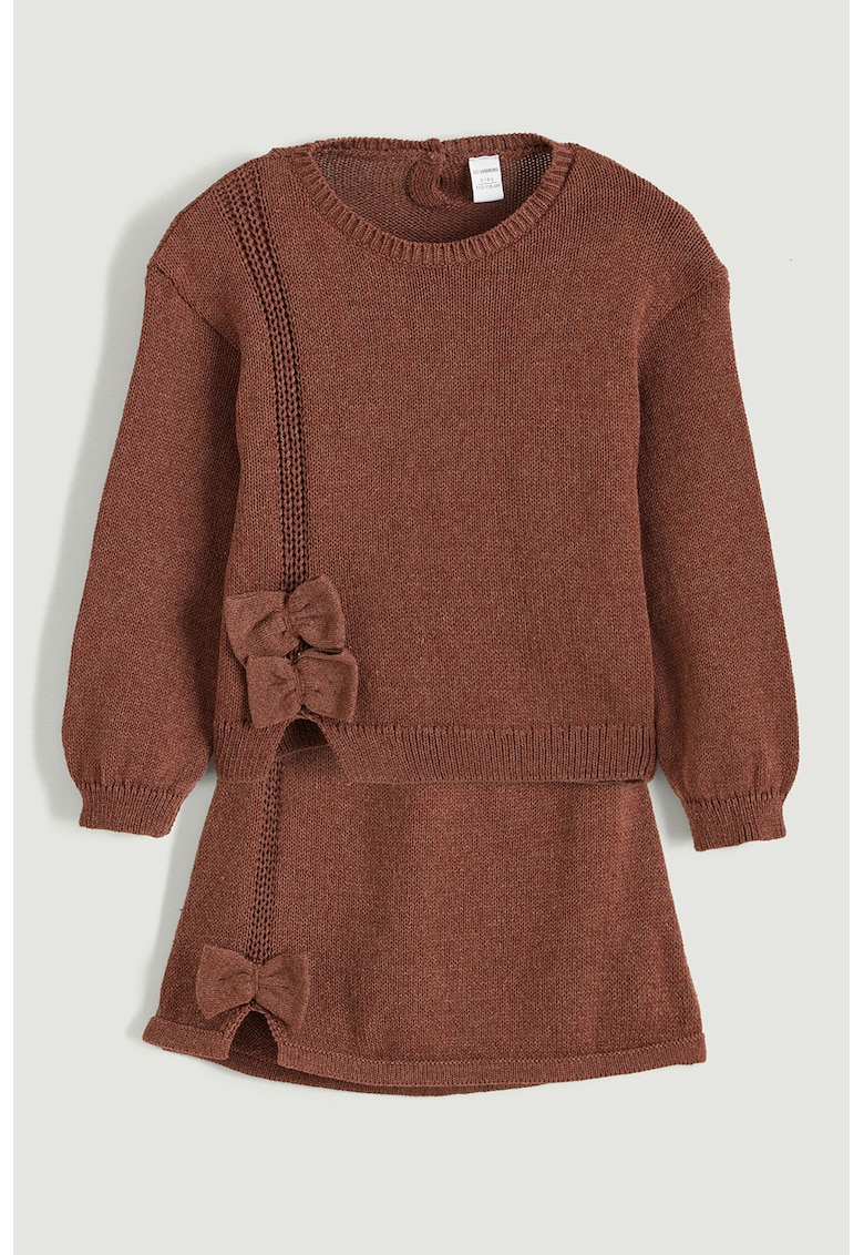 Set de rochie si pulove tricotat - 2 piese - Maro