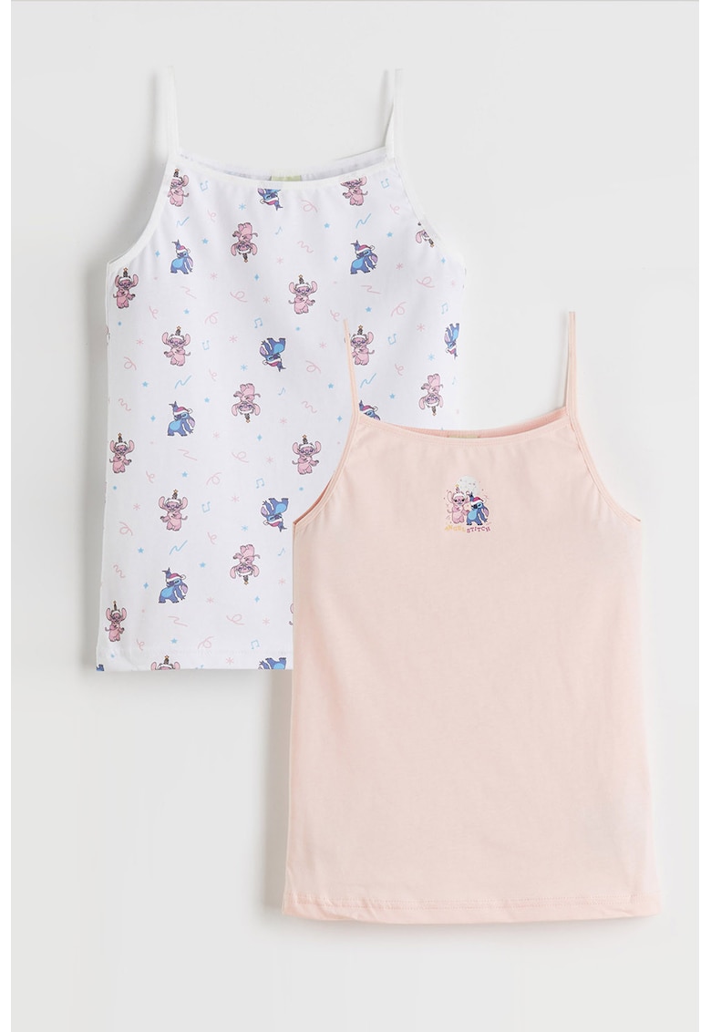 Set de top-uri de casa - 2 piese - Alb/Roz somon