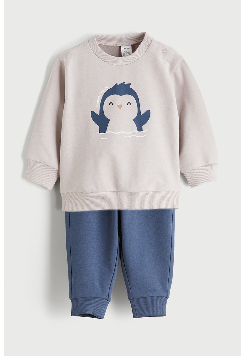 Set de pantaloni si bluza de trening din amestec de bumbac - 2 piese - Gri deschis/Albastru lavanda