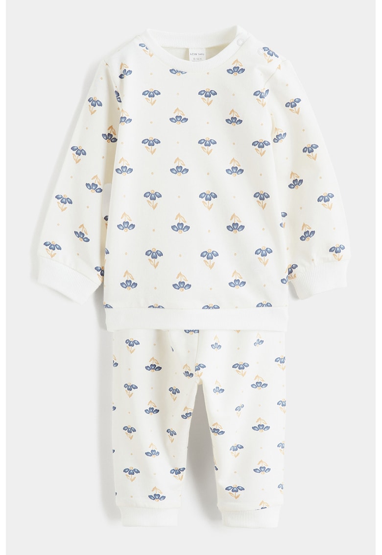 Bluza de trening si pantaloni de trening cu model floral - Alb