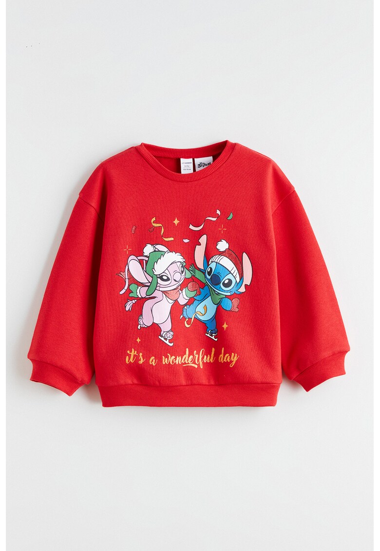 Bluza de trening din amestec de bumbac cu imprimeu de Craciun - Rosu vermillion