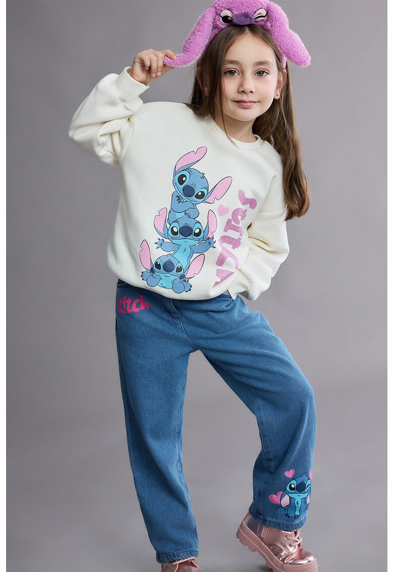 Bluza de trening cu imprimeu Stitch - Albastru/Roz/Crem