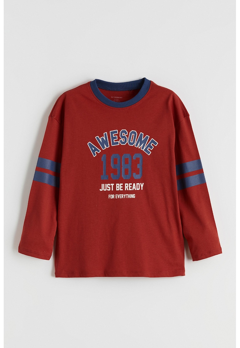 Bluza de bumbac cu imprimeu - Alb/Rosu inchis/Albastru