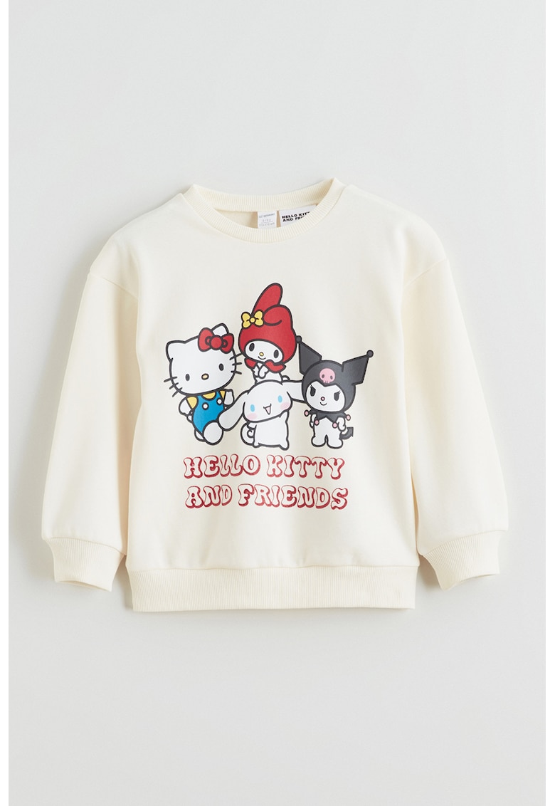 Bluza de trening cu imprimeu Hello Kitty - Rosu/Alb/Crem