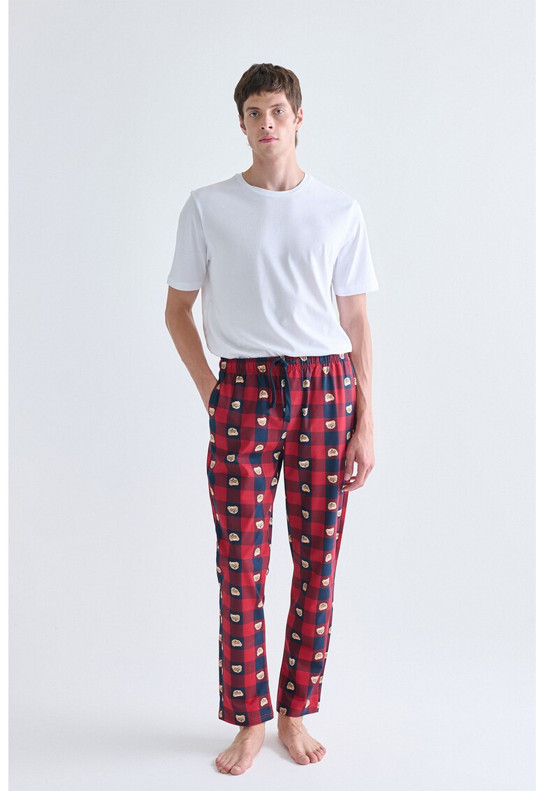 Pantaloni de pijama in carouri - Rosu/Bleumarin