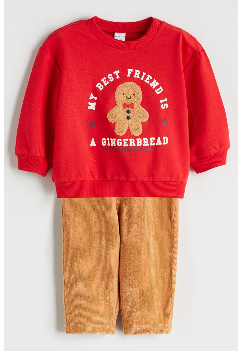 Set de bluza de trening si pantaloni - 2 piese - Rosu/Caramel