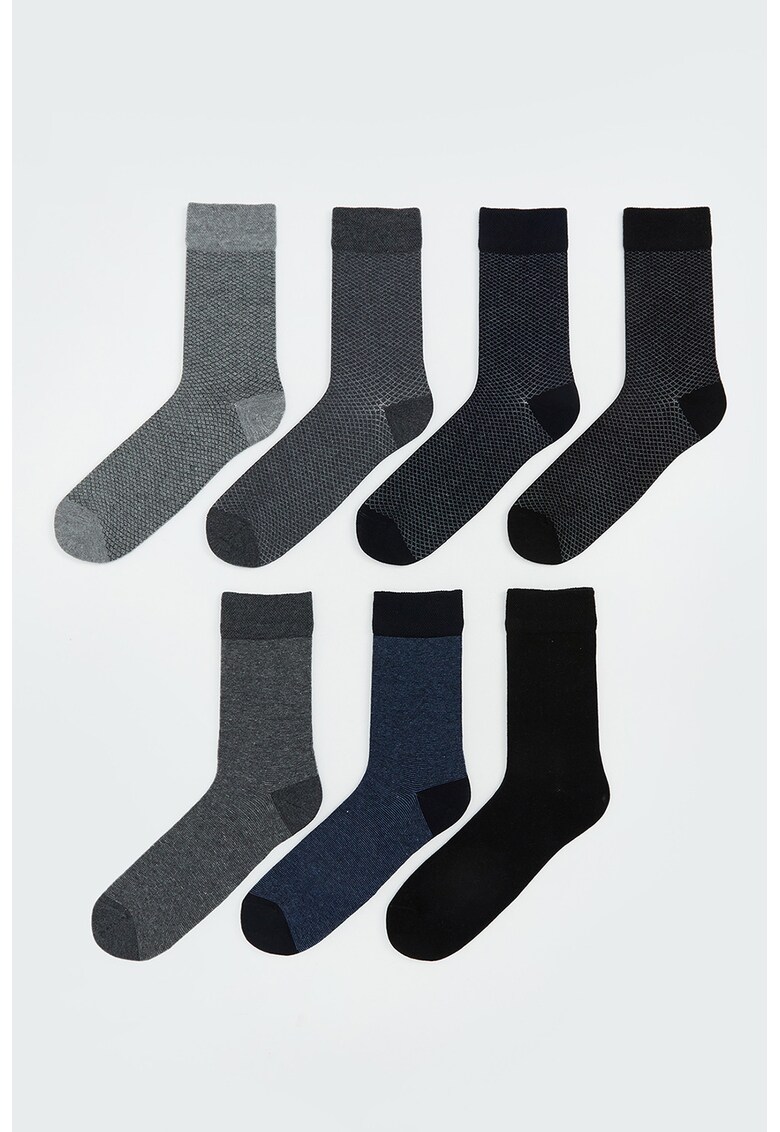 Set de sosete lungi - 7 perechi - Gri/Bleumarin
