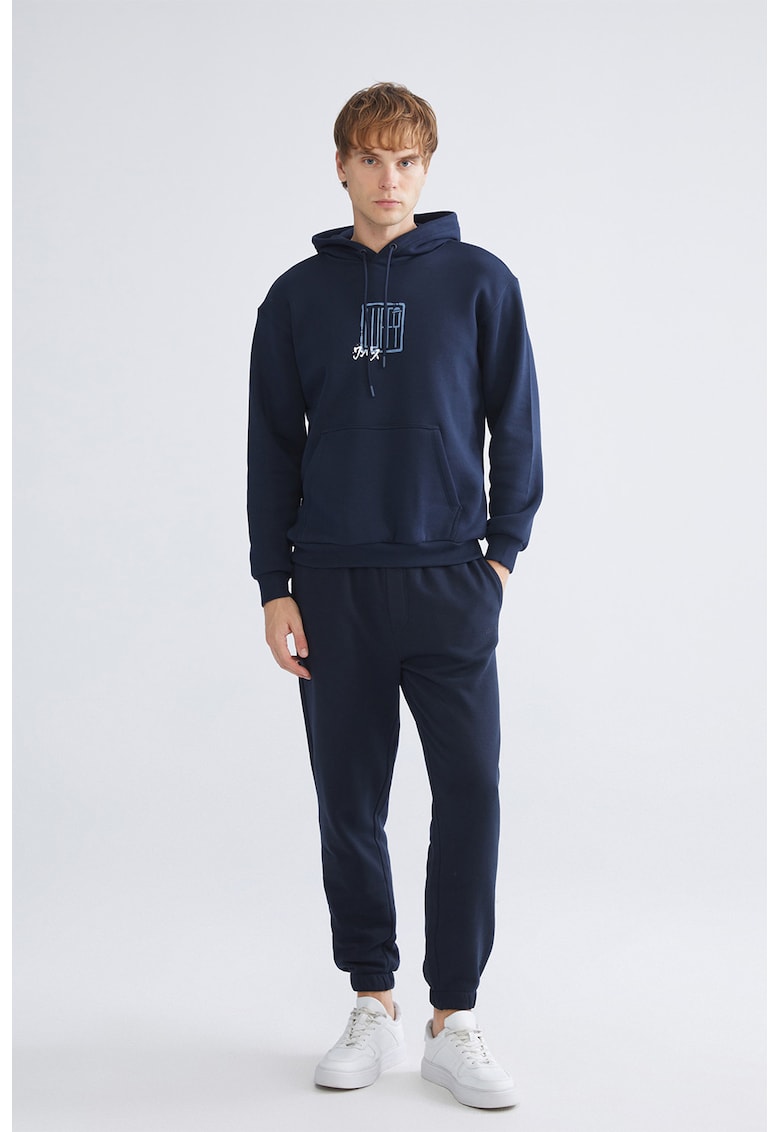 Pantaloni de trening relaxed fit cu buzunare laterale - Bleumarin