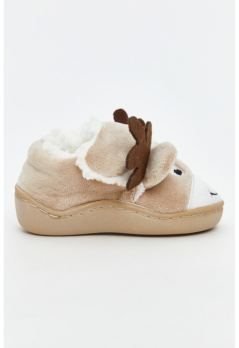 Botosei din material textil cu model ren - Alb/Maro