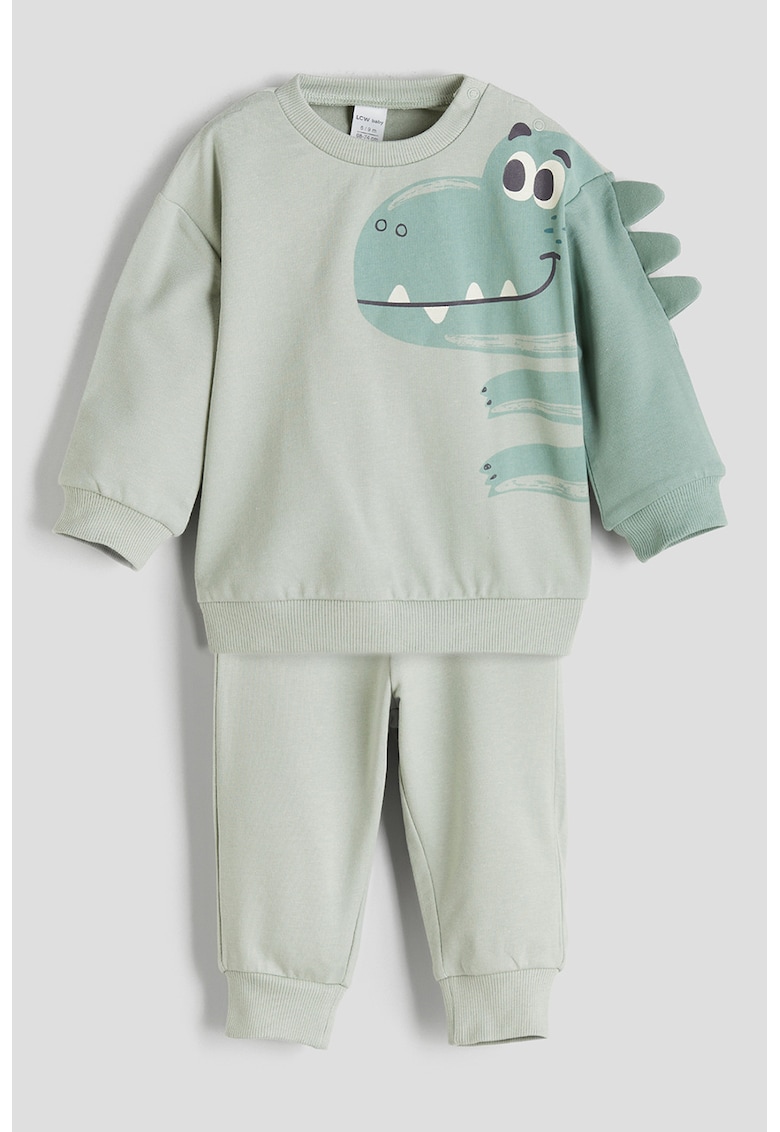 Set de bluza de trening cu imprimeu si pantaloni -2 piese - Verde pal