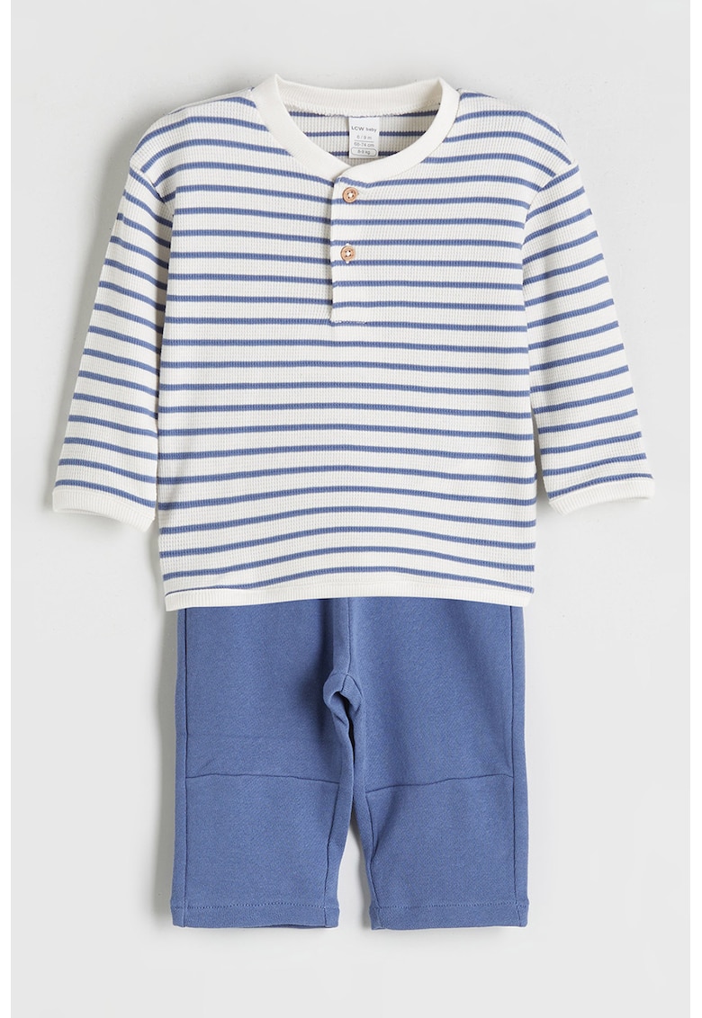 Set de tricou si pantaloni scurti - 2 piese - Alb/Albastru