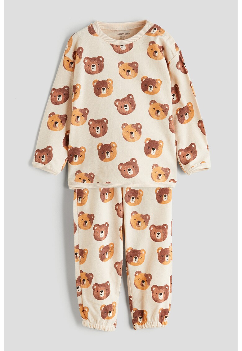 Set de bluza si pantaloni din bumbac - Maro/Bej/Crem