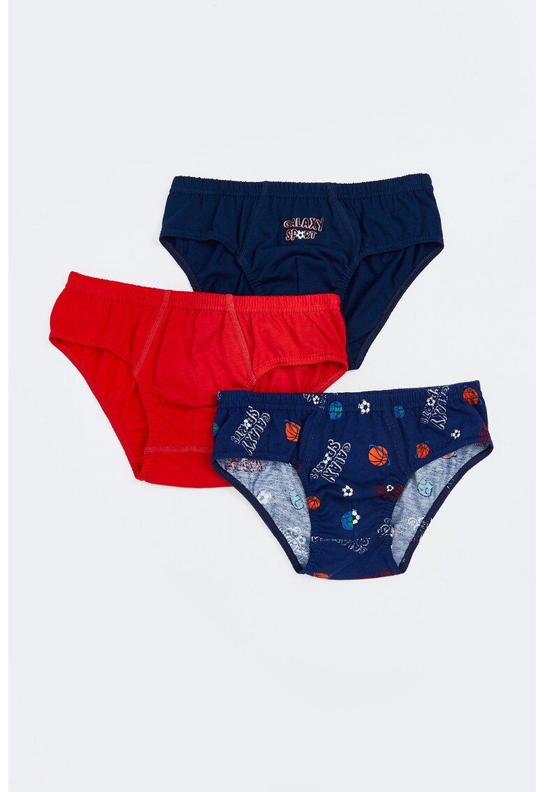 Set de chiloti cu model - 3 piese - Rosu/Albastru indigo