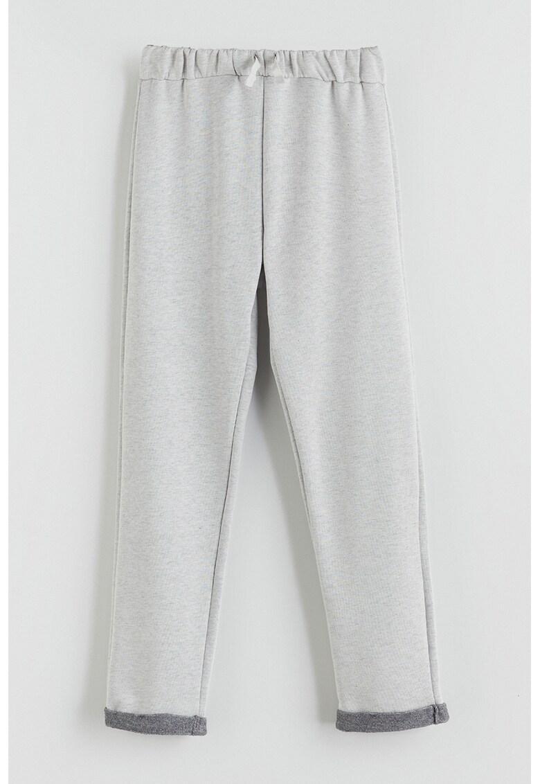 Pantaloni de trening cu croiala dreapta si design cu terminatie rasucita - Gri melange