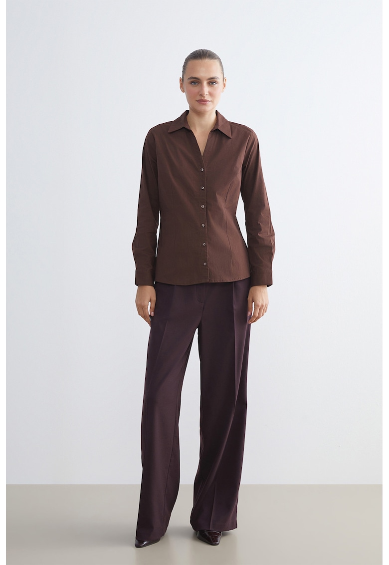 Pantaloni cu croiala ampla si detalii pensa - Violet pruna