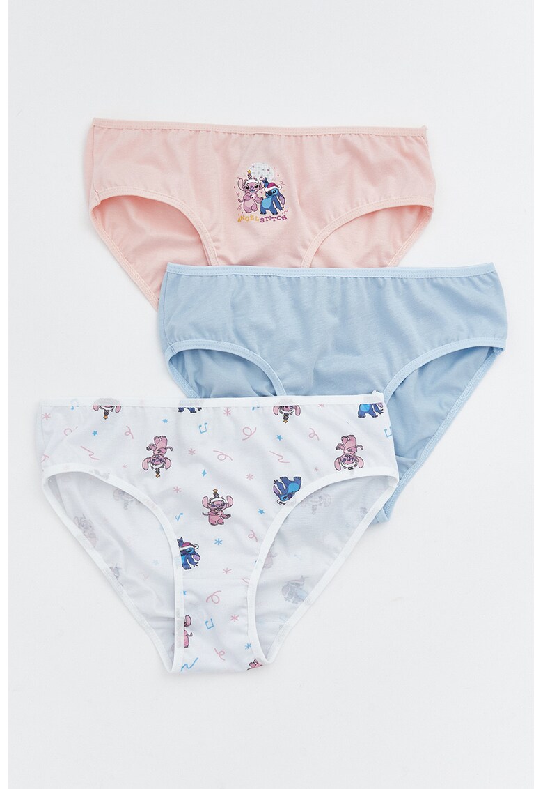Set de chiloti cu imprimeu - 3 perechi - Albastru pastel/Roz pastel/Alb optic