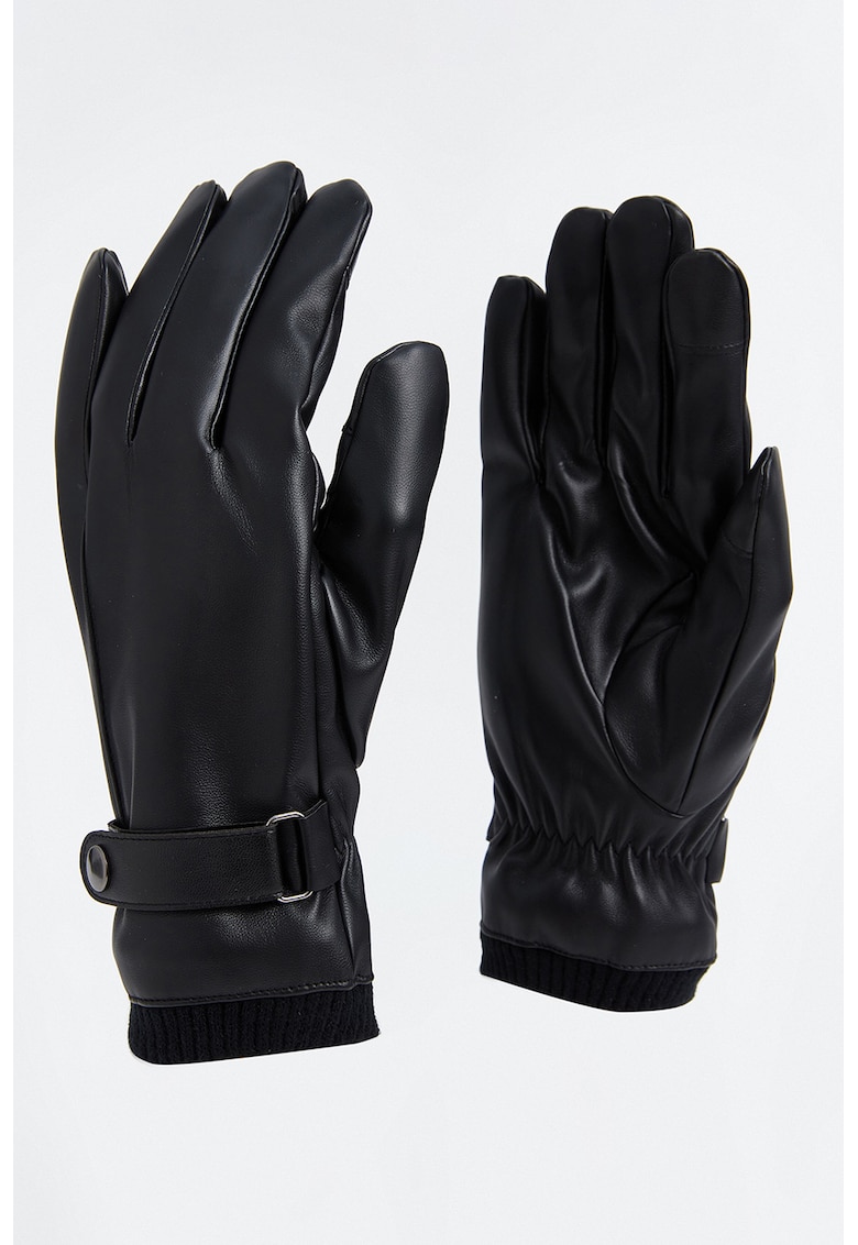 Manusi din piele ecologica - Negru